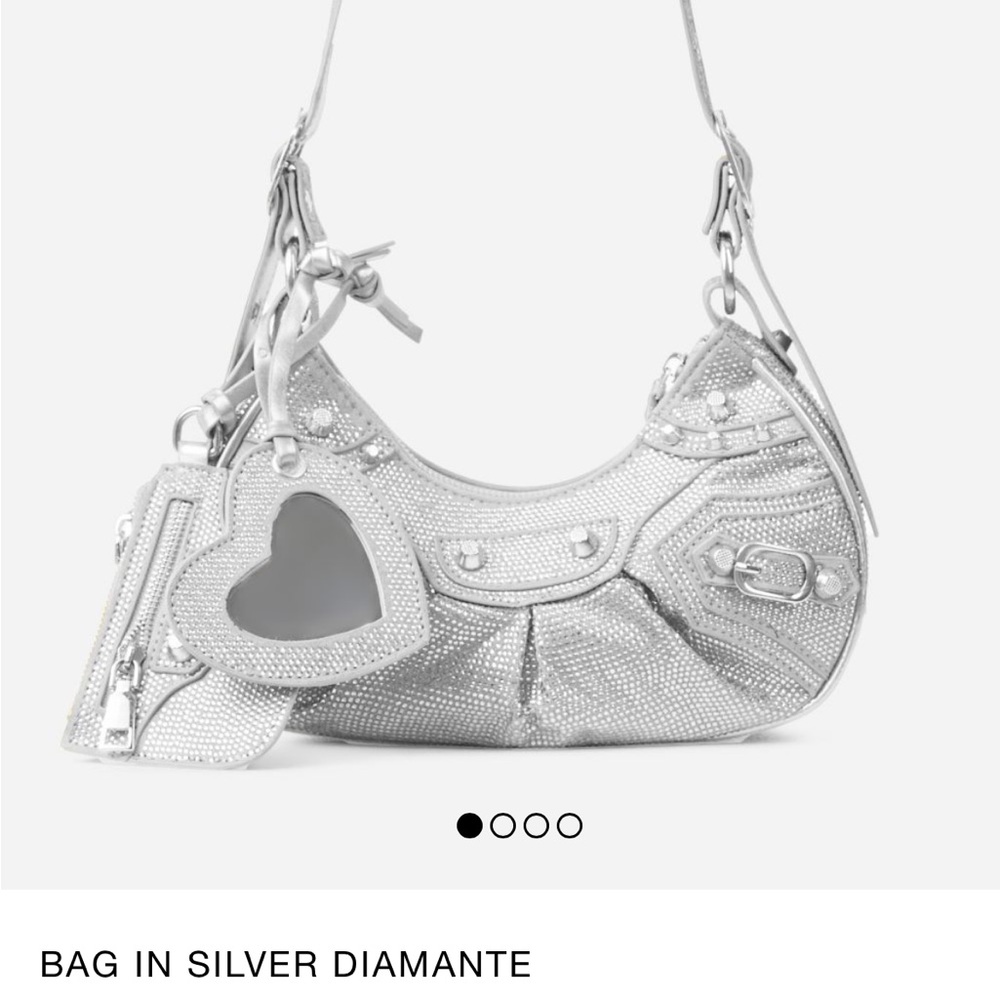 Silver diamante EGO official bag similar style to the Balenciaga cagole bag NWOT
